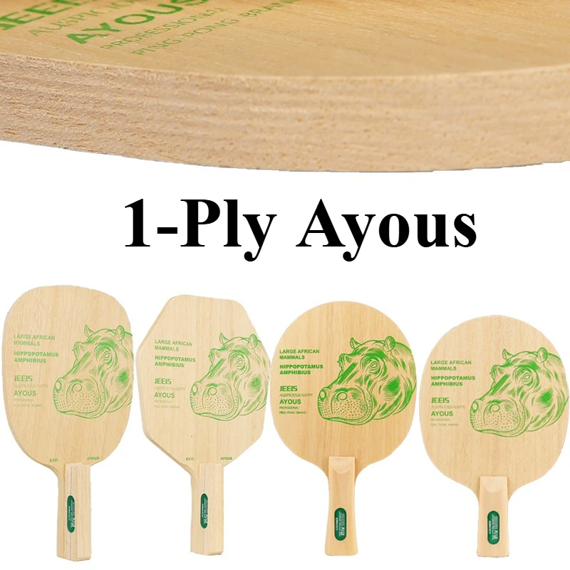 JEELS Green Hippo 1 Ply Ayous Table Tennis Blade Japanese Hexagonal Thickened Enhanced Elasticity Professional Ping Pong Paddle