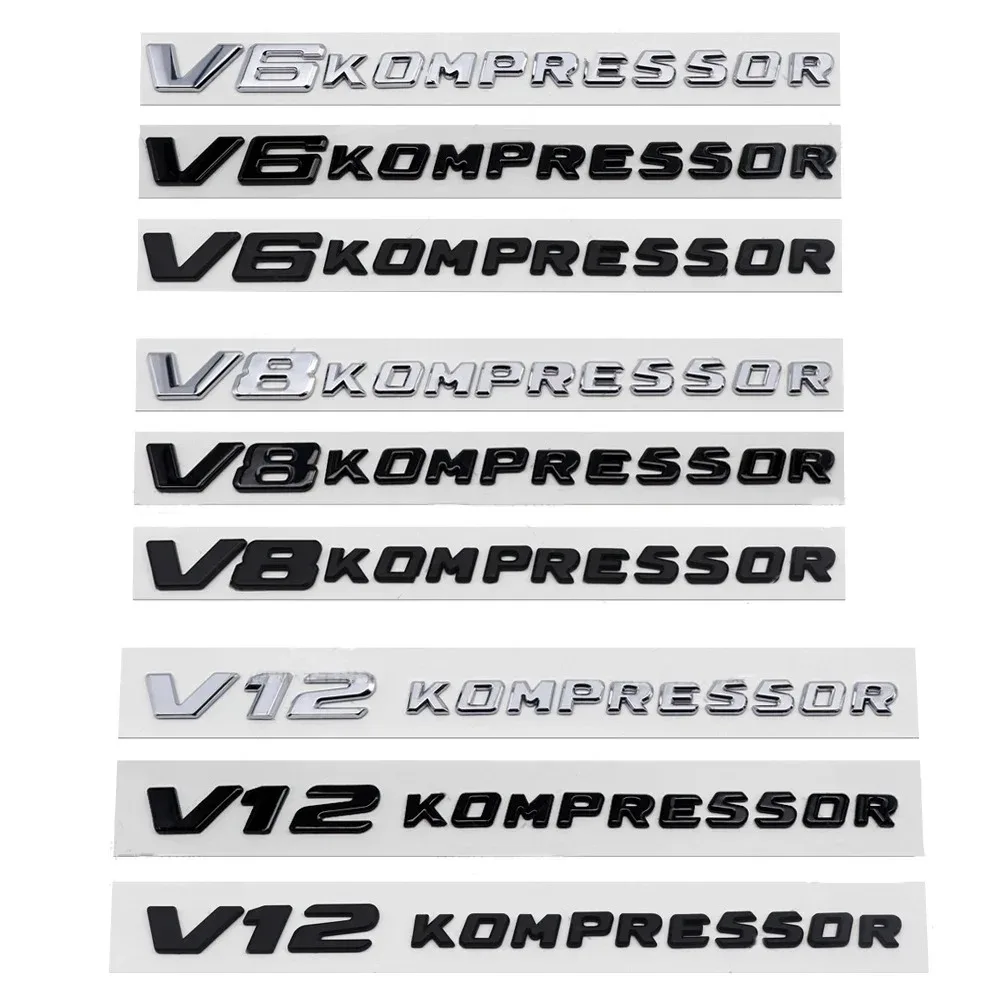 

3D ABS V6 V8 V12 KOMPRESSOR Car Side Emblem Trunk Badge Sticker For Mercedes Benz W212 W213 W204 W205 W168 W176 CLK GLA G63 G500