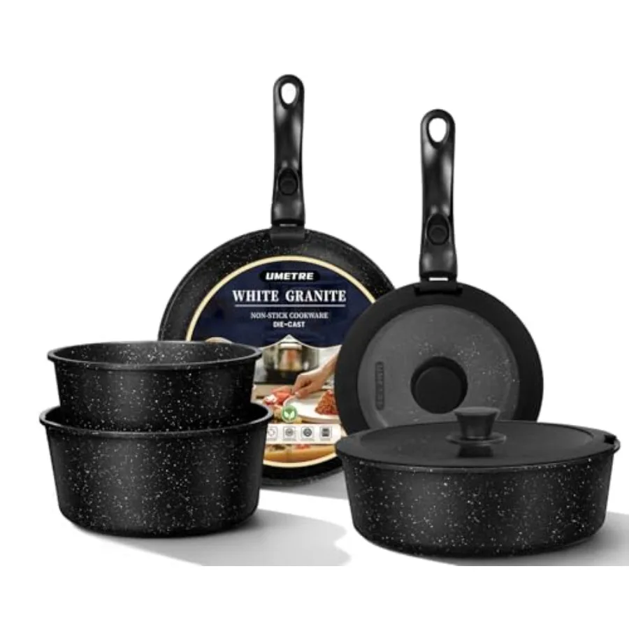 pots and Pans Set, Nonstick Cookware Set Detachable Handle, Induction Kitchen Cookware Sets with Removable Handle, Non Stick RV