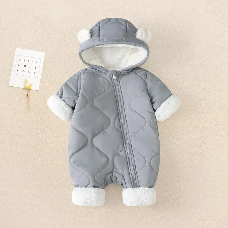 NEUE Herbst-Winter Baby-Outwear, Einteiler, Warme Kleidung für Kleinkinder, Mädchen- und Jungen-Samt-Strampler, Cartoon-Bär Baby-Jumpsuit – Detail 6