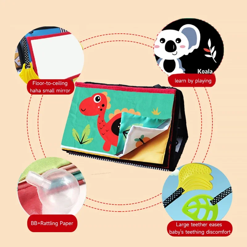 ألعاب مرآة الطفل التحفيز البصري تطوير الدماغ وقت البطن أبيض وأسود الكرتون ها ها مرآة كتاب ألعاب تعليمية للأطفال