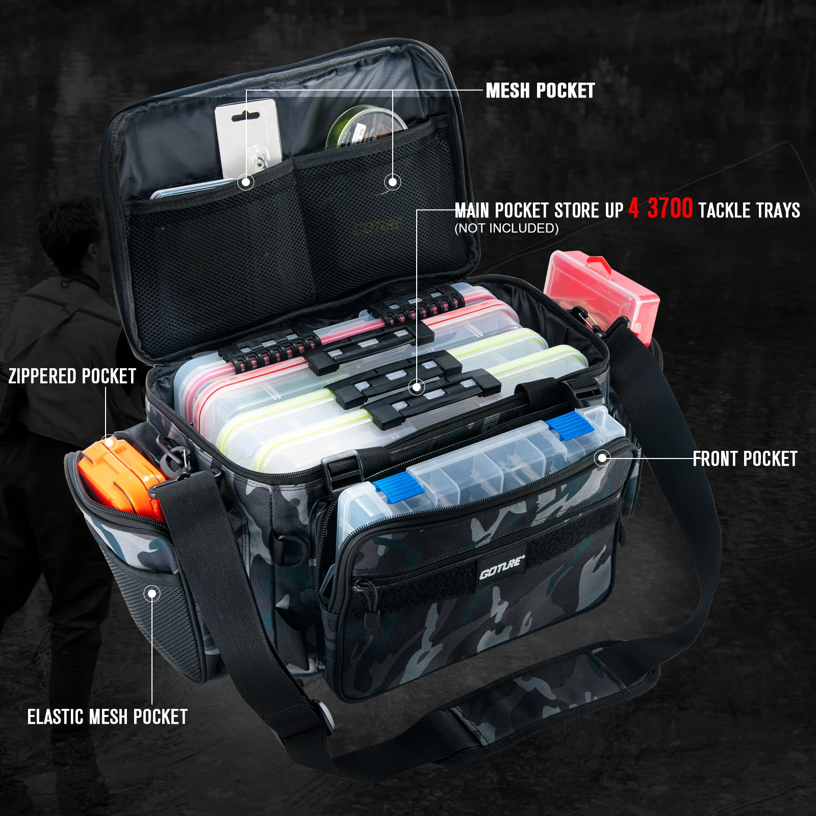Bolsa señuelos impermeable Goture – Bandolera multifuncional para pesca - imagen 4