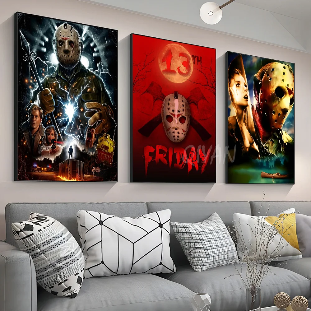 1pc-Orror Movie Friday The 13th Poster Paper Print Home Living Room Bedroom Entrance Bar Cafe Art Painting Decor