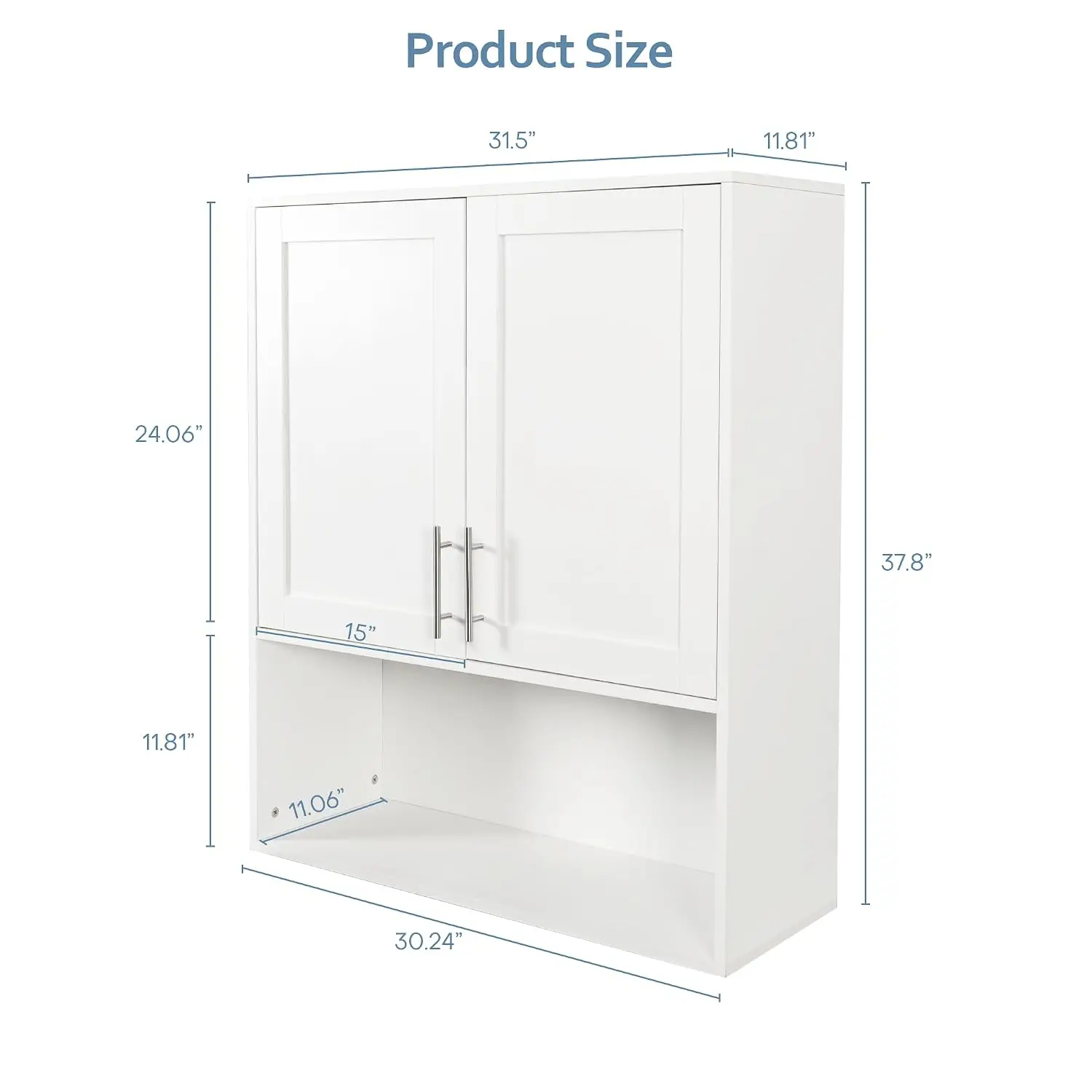 Wall Mount Bathroom Cabinet with Mirror & Tissue Slot, Adjustable Shelf Organizer for Toilet Laundry Kitchen, White, Customized