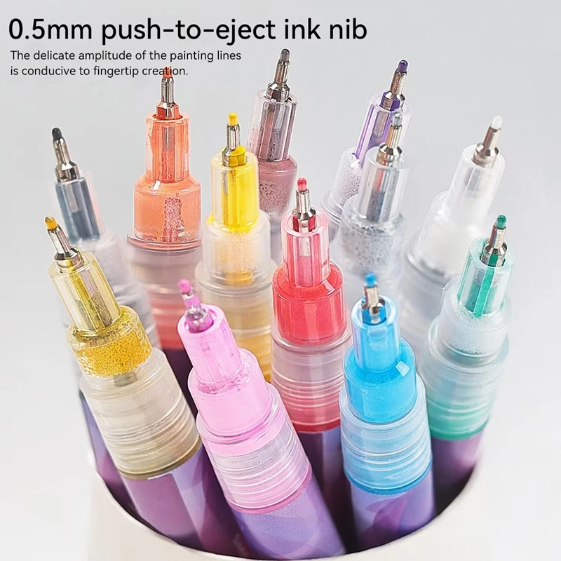 Caja de 12 Uds. De bolígrafo de Graffiti para dibujo artístico de uñas, lápiz de Gel de 0,5mm, pincel delineador de pintura resistente al agua, marcador de uñas de secado rápido, manicura DIY