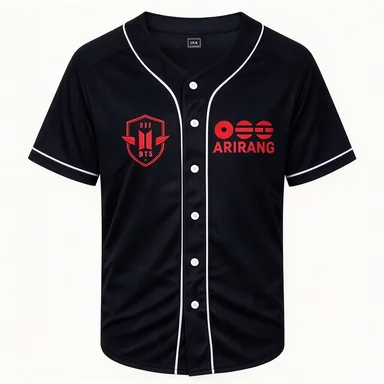 BTS World Tour Black Button Baseball Jacket Breathable Mesh Short Sleeve Kpop Fan Concert Loose Casual Top
