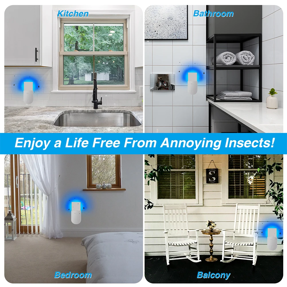 Indoor Fly Trap with Light +5 Glue Cards Plug-in Bug Light Catcher Stepless Dimming for Gnats Mosquitoes Flies Moths House Flies