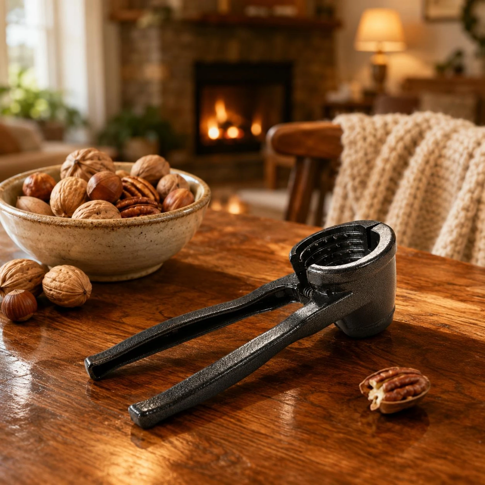 Picture 5: Manual Nutcracker Ribbed Cup Long-Handled Nutcracker Walnut Splitter Serrated Grip Kitchen Tool Textured Surface
