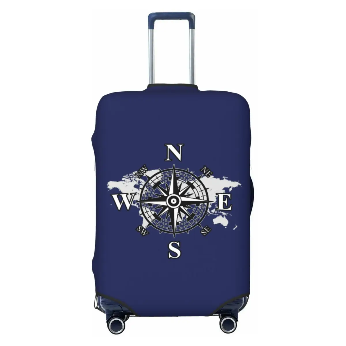 Custom Custom Compass With World Map Luggage Cover Protector Elastic Cardinal Points Of Earth Travel Suitcase Covers