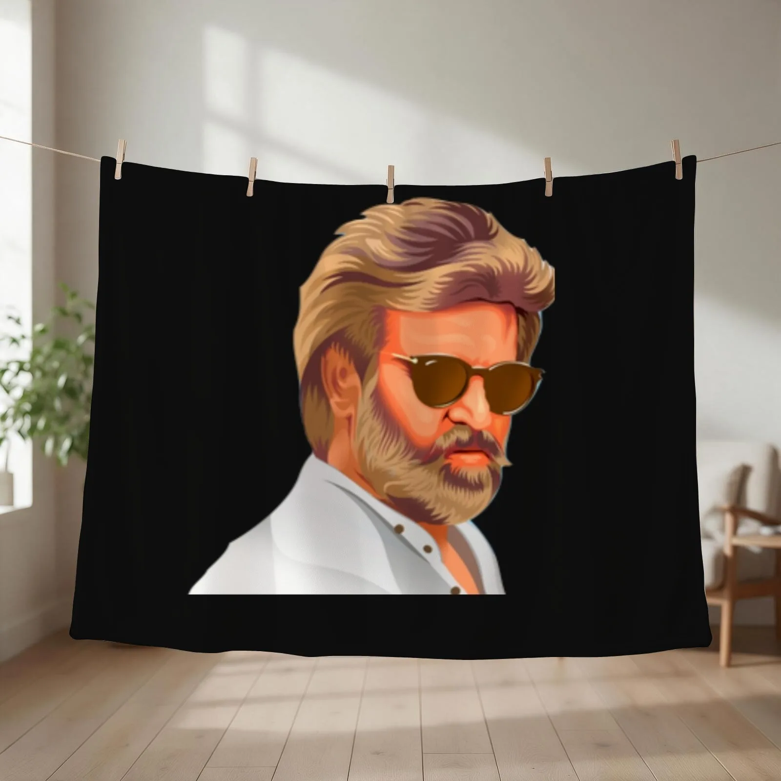 Rajini superstar Throw Blanket couch cozy soft plush fuzzy picnic outdoor blanket