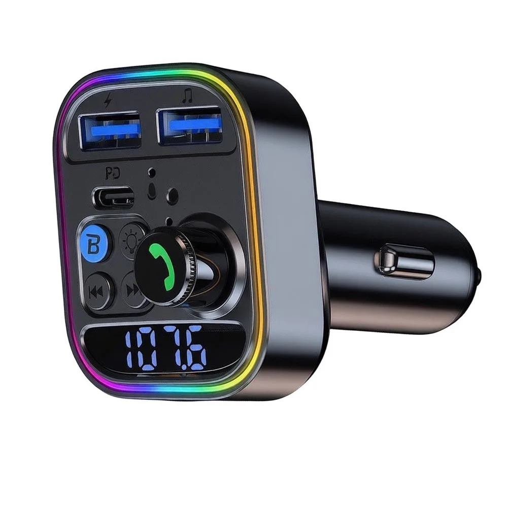 Hands-free Calling Kit Car Wireless Adapter Colored Backlight Display Anti-slip Structure Design For Night Driving
