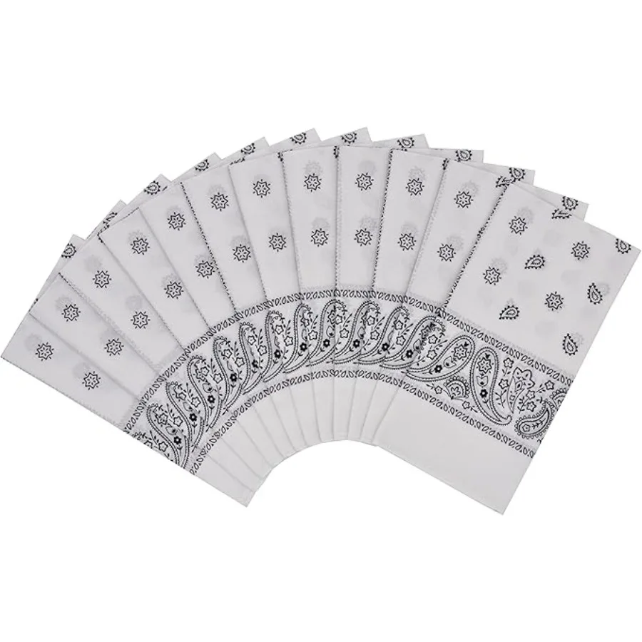 

12pcs Bandana for women and men 100% Cotton Custom Fashion Paisley Design Multifunctional Outdoor Square Handkerchief,