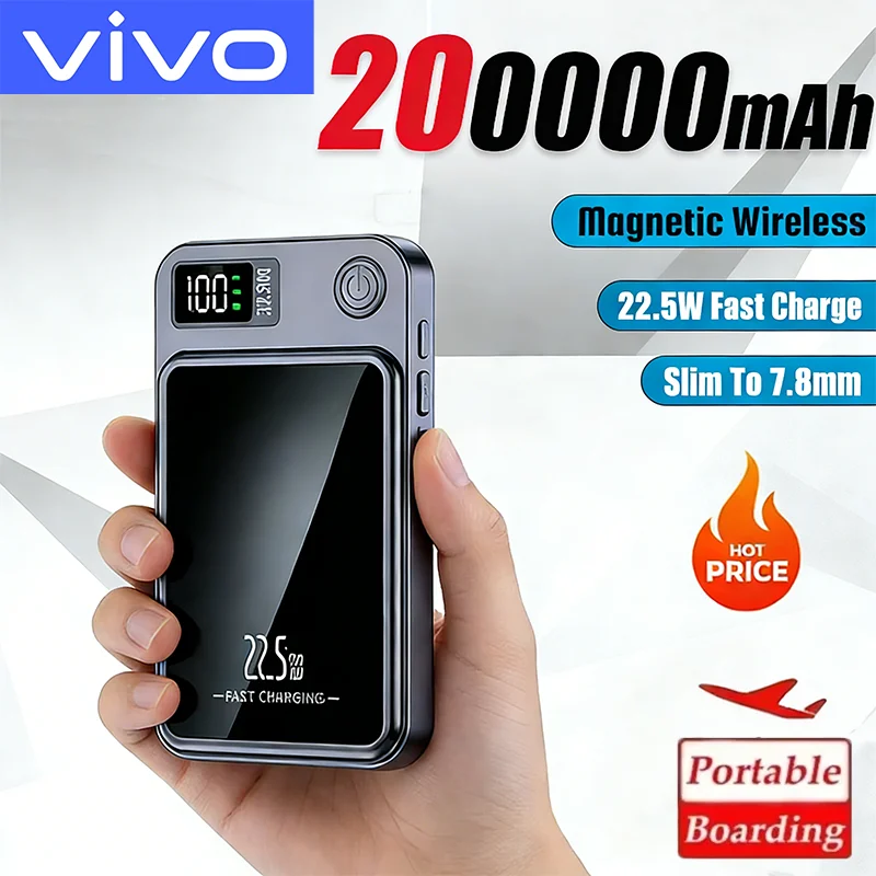 

Магнитный внешний аккумулятор VIVO 500000 мАч с беспроводной быстрой зарядкой для MagSafe, портативный дополнительный аккумулятор для iPhone Samsung, новинка 2026 года