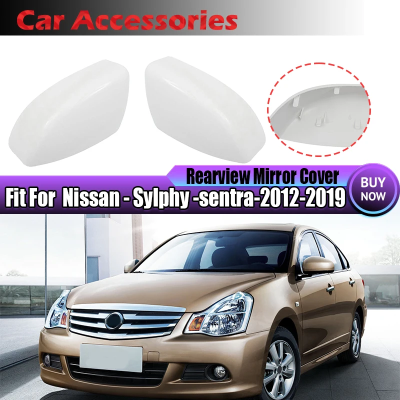 

White Left/Right Side Mirror Cover Cap For Nissan Sentra 2012-2019 No Signal Primer Car Accessories High-quality Mirror Caps