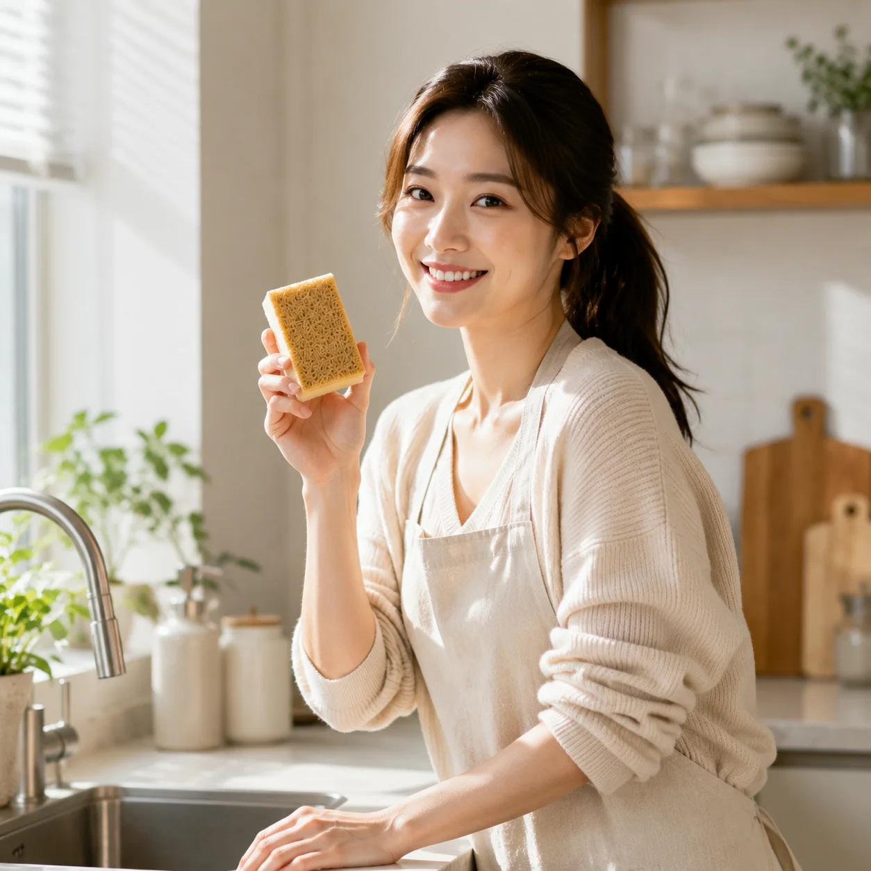 Jakehoe Kitchen Sponge Scrub Plant Base Cleaning Sponge Scrubber Powerful Stain Remover Eco-Friendly Reusable Dishwashing Sponge