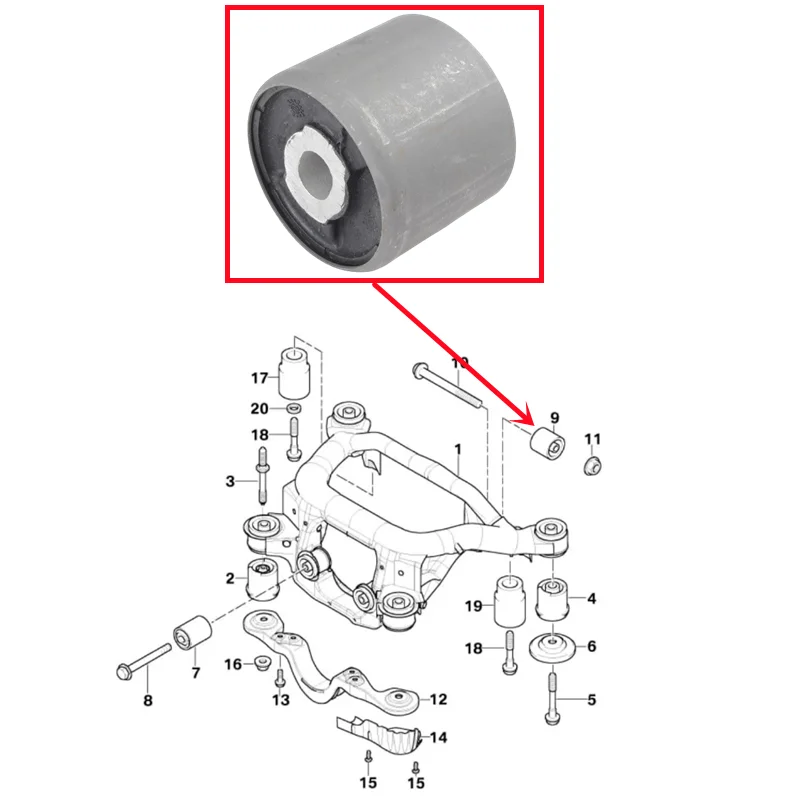 33176751808 Rear Differential Carrier Bushing For BMW E46 316i 318i 320i 323i 325i 328i 330i X3 E83 Z4 E85 E86