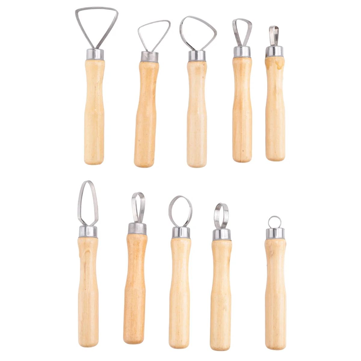 JUF-Metal + wood Thick Handle Flat Wire Cutter Clay Pottery Sculpting Tool Set Pack of