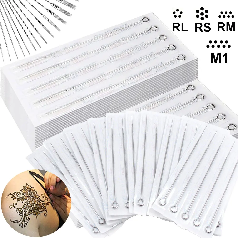 150/100/50/30/20/5pcs Sterilized Tattoo Needles Professional Mixed Tattoo Needle RL RS M1 RM for Permanent Makeup Tattoo Supply