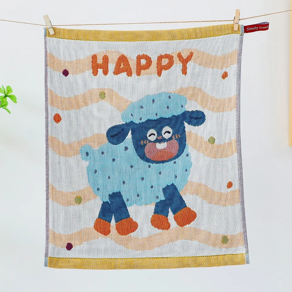 34*40cm Large Hand Towel 4 Layer Cotton Gauze Decorative Pure Cotton Dish Cloth Cartoon Quick Dry Washcloths for Home Restaurant