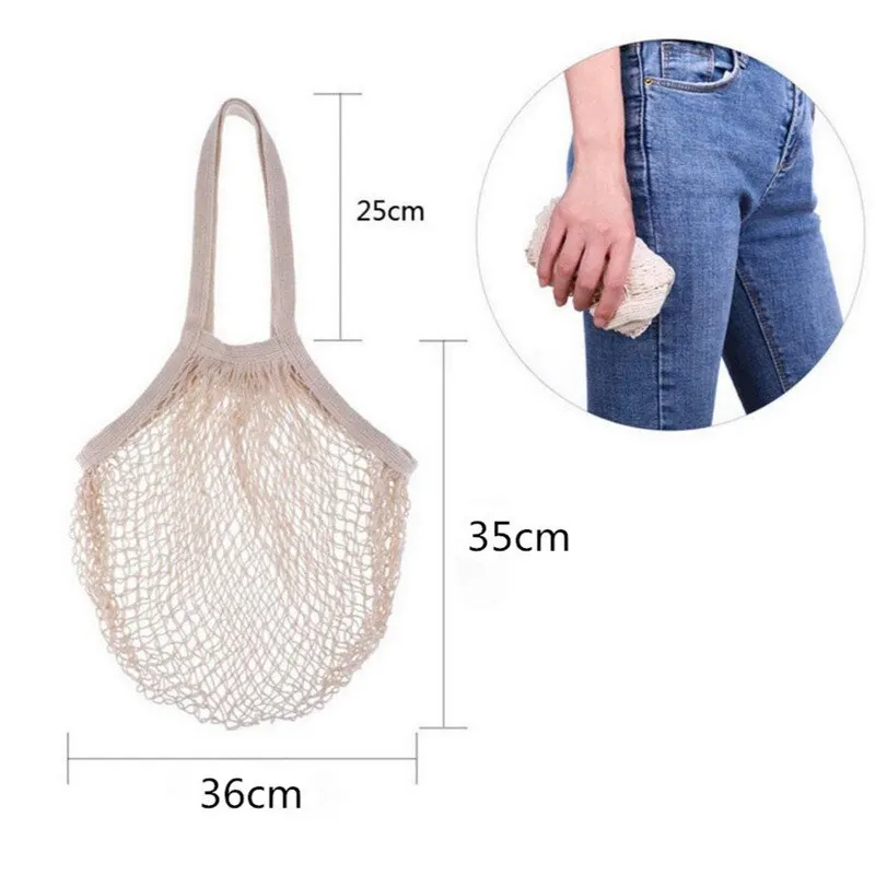 Cotton String Shopping Tote Bags Fruit Vegetable Storage Organizer Reusable Washable Grocery Eco Friendly Mesh Bags