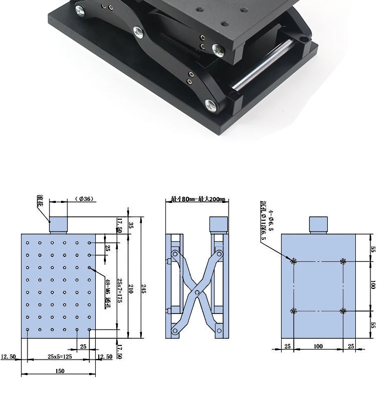 Z-axis lifting platform large stroke precision manual fine tuning platform laboratory displacement sliding platform translation