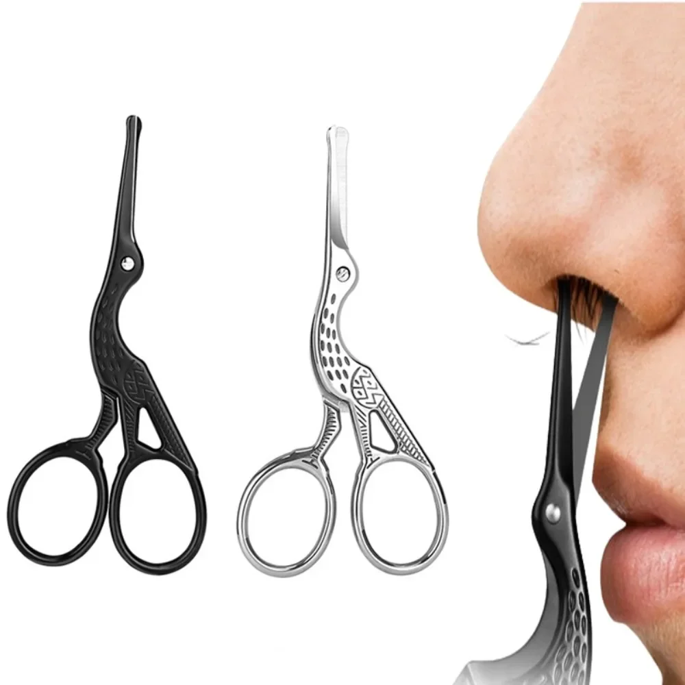 Round Head Nose Hair Scissor Stork Type Beauty Scissor For Eyebrow Nose Hair Beard Ear Hair Eyebrow Scissor Stainless Steel