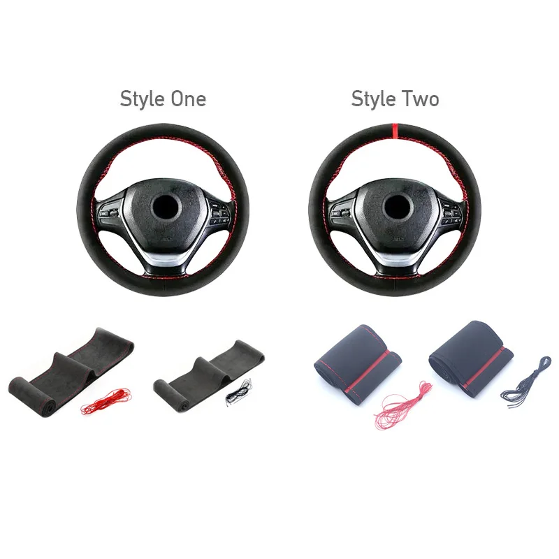 Suede Car Steering Wheel Cover Universal 38CM car steering wheel cover Leather nterior Parts braiding cover For steering wheel