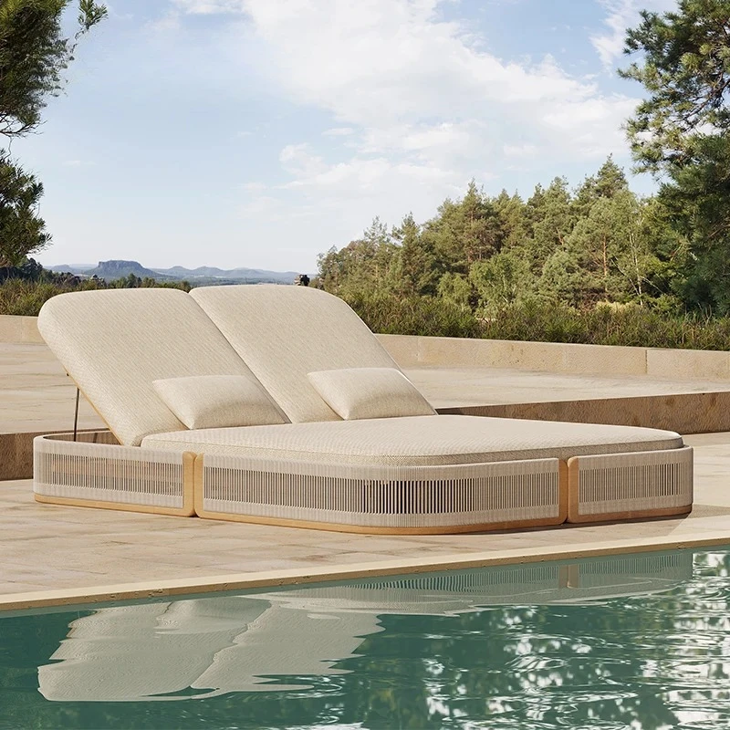 

Modern Hotel Outdoor Sun Lounger Luxury Villa Outdoor Furniture Chair Resort Outdoor Sun Lounger Beach Double Lounger Chair Set