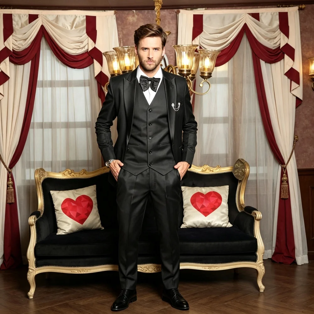 Regal Black Men Suit Set 3PCS 2027 For Wedding Formal Business Groom And Best Man Outfit Polished Office Customized Men's Suit