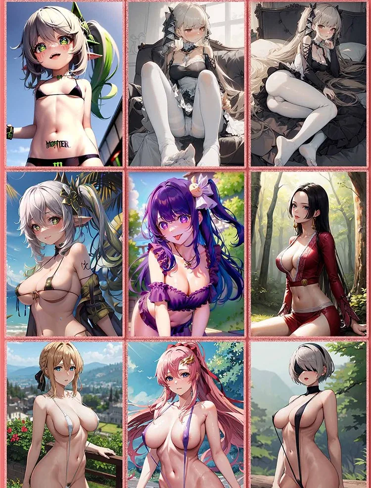 New Cool Summer Day Female Lead Waifu Series A5 Goddess Story Skin Touch Maid Black Silk Scene Orc Swimsuit Pajamas Sexy Cards