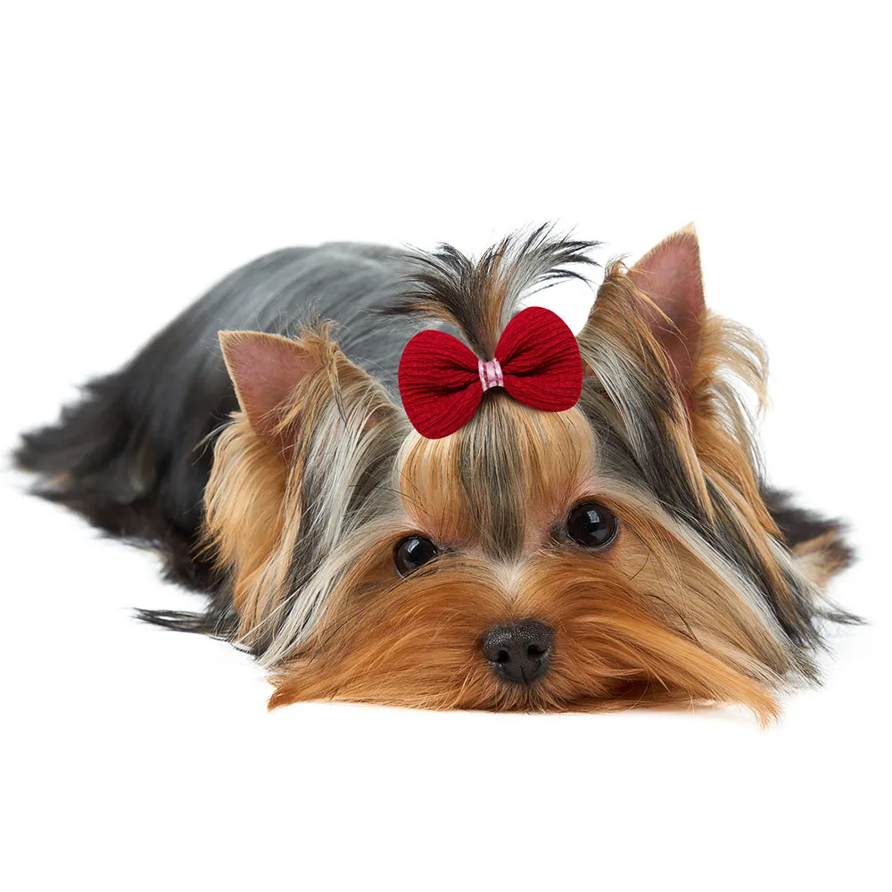 20PCS Cute Pet Dog Hairpin Cat Dog Solid Color Plaid Bow Hair Clips for Dogs Boutique Clips Dog Grooming Hair Accessories