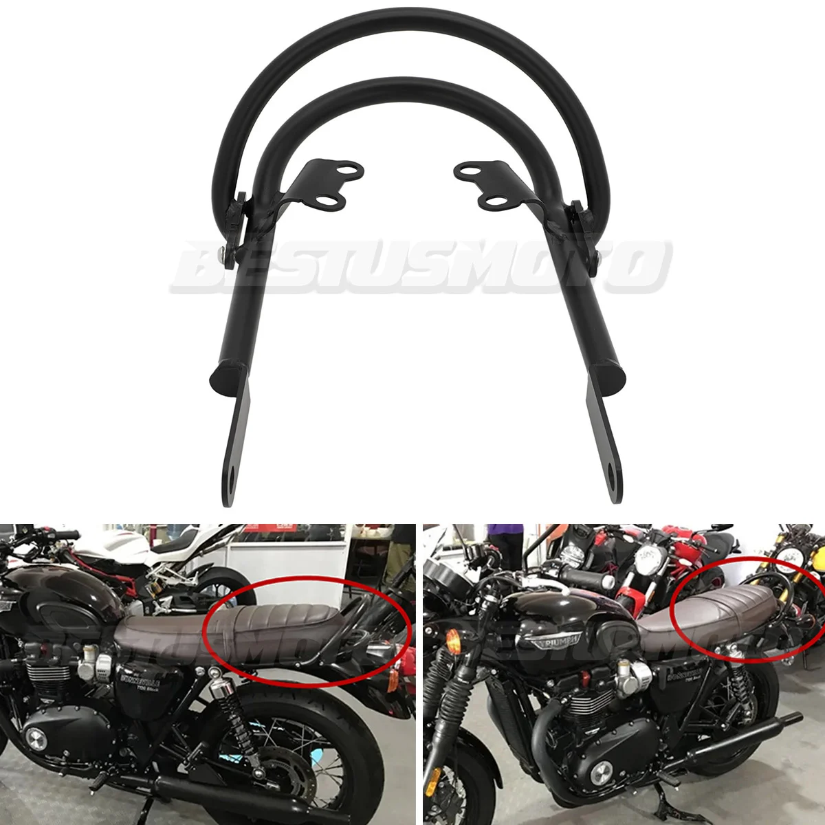 Motorcycle Passenger Armrest Pillion Seat Grab Handle Bar Hand Rail For Triumph Bonneville T100 T120 Street Scrambler 2016-2022