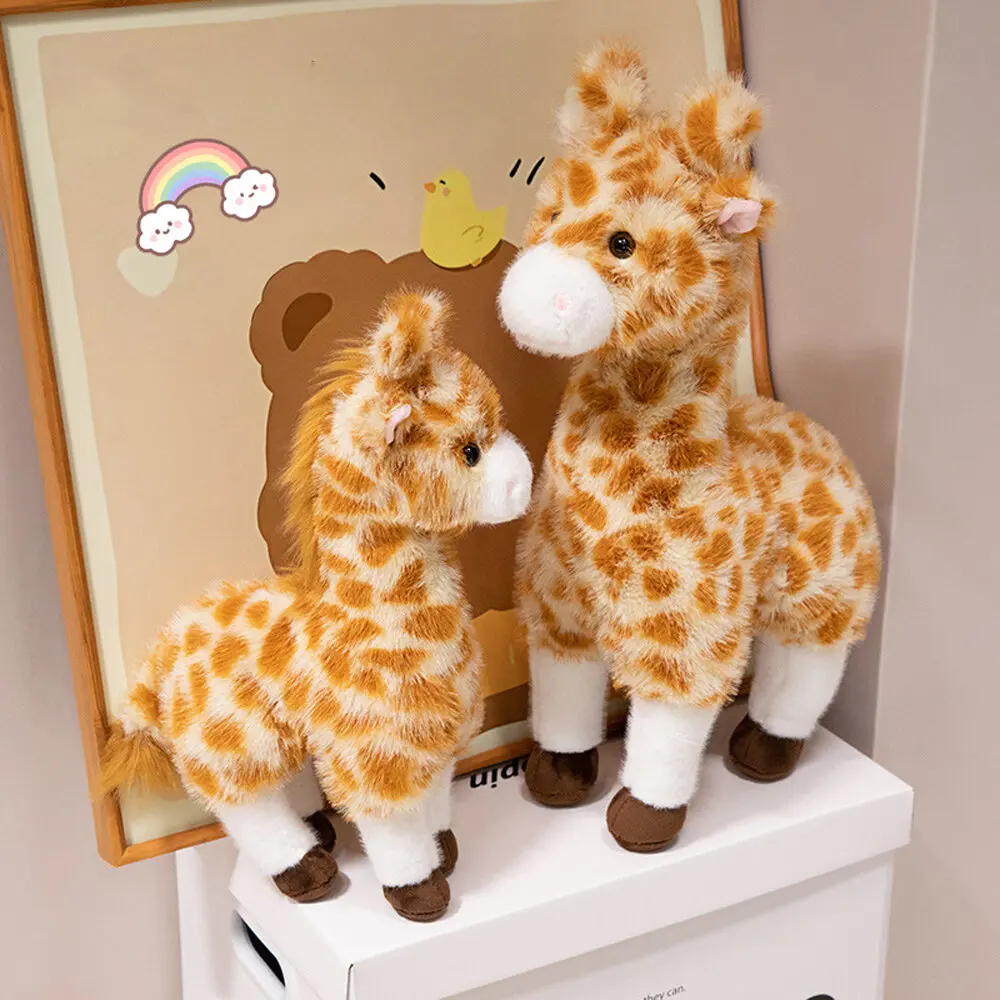 Soffici giocattoli di peluche giraffa della vita reale Bambole di animali morbidi simulate farcite carine Regali di compleanno per ragazze di alta qualità Decorazioni per la camera da letto