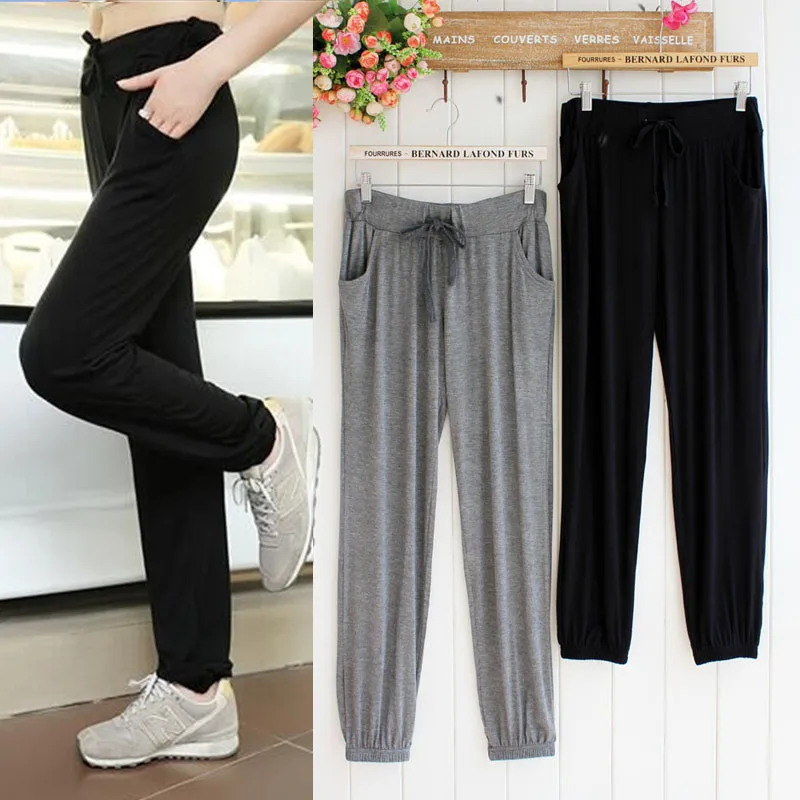 Modal Casual Pants Women's Cuffed Slim Lantern Pants Thin Sporty Yoga Pants Loose plus Size Slimming Long Pants