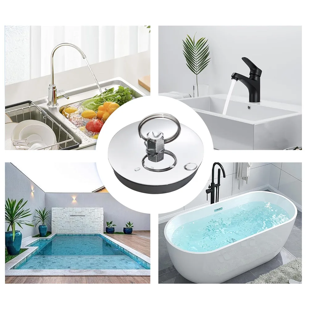 Bathtub Drain Stopper Made of Stainless Steel with Silicone Seal Fits 42-46 mm Drain Openings for Bathroom and Kitchen Use
