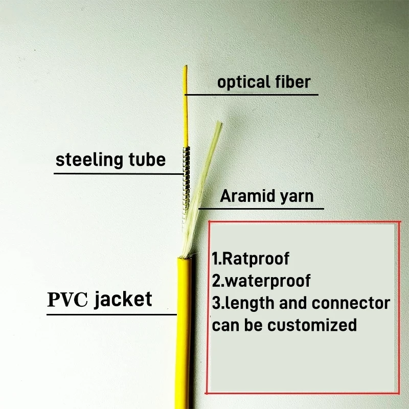 Armored fiber optic jumper singlemode 120m 150m optical patchcord G657A1 single-core can be customized 200m 300m