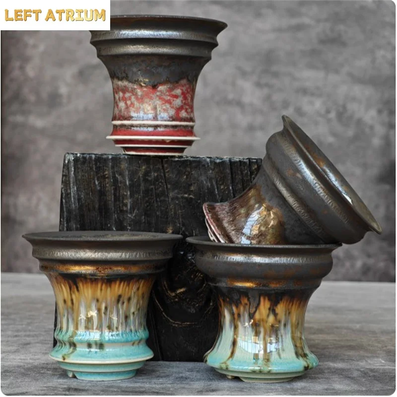 Change Glazed Porcelain Root Crops Pot,Colorful,Pachypodium Agave Cactuses Plant Pot,Small Flower Vase,Bonsai Plant Pot