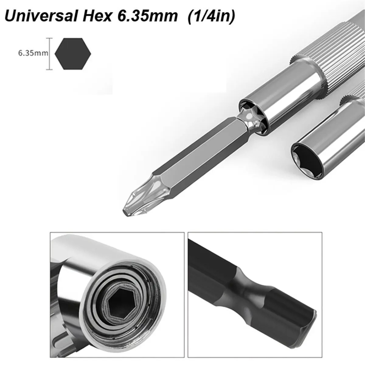 

AA91 Right Angle Drill Adapter Flexible Shaft Power Impact Screw Driver Flex Extension Hex Bit Holder Large