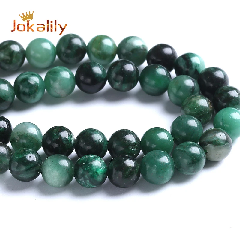 Genuine A+ Natural Green Emerald Stone Beads For Jewelry Making Round Loose Beads DIY Bracelets Necklaces Handmade 6 8 10mm 15