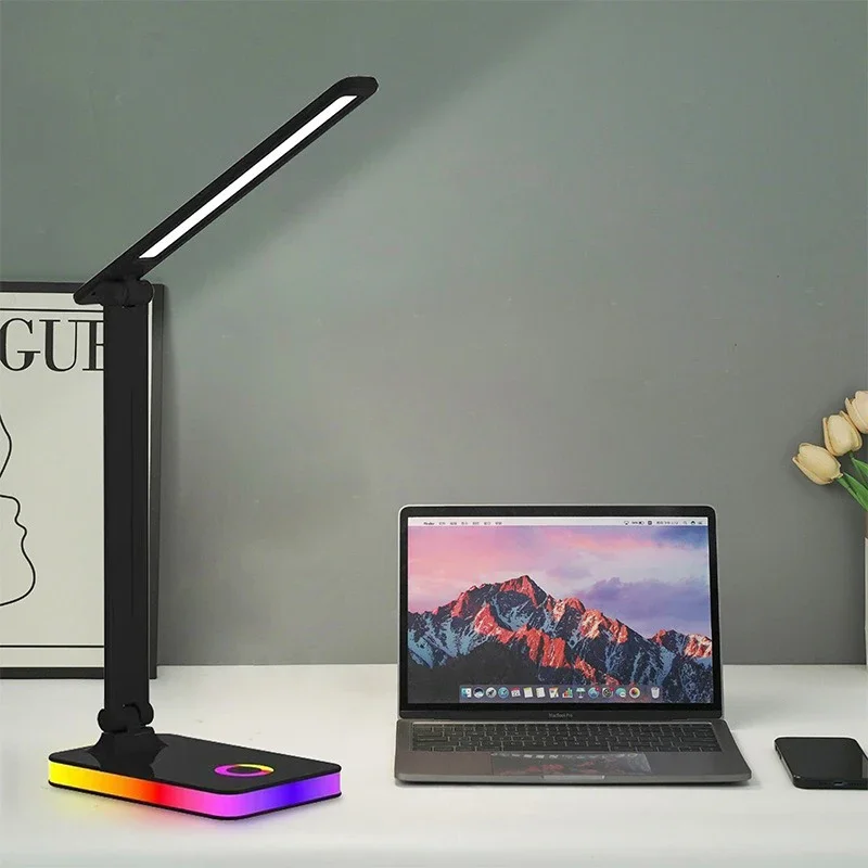 

USB LED Desk Lamp Plugged In Reading Table Lamp 3 Levels Dimmable Touch Lighting Eye Protection Foldable For Bedroom Desk Lights