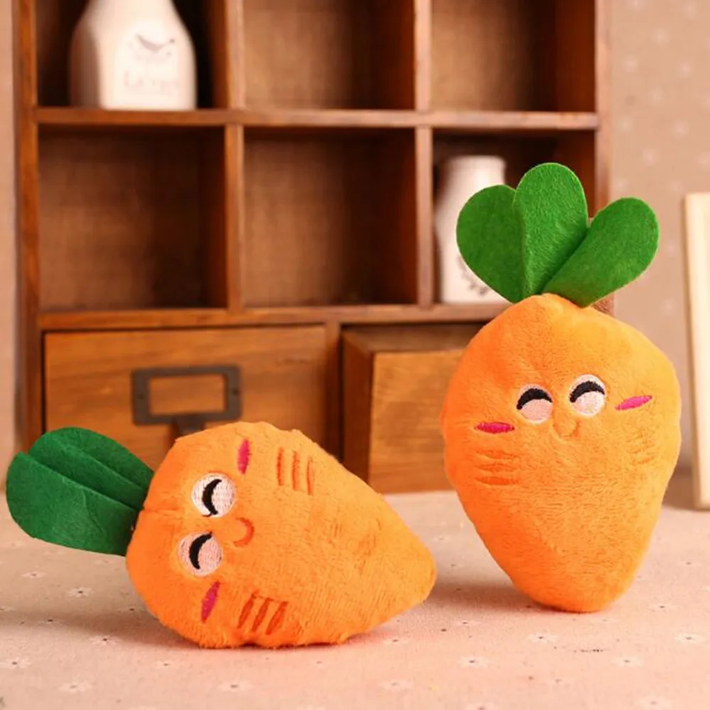 3pcs Pet Dog Squeaky Carrot Plush Toys Stuffed Soft Dog Cat Chew Interactive Toys for Dogs Cats Teeth Cleaning Pet Supplies