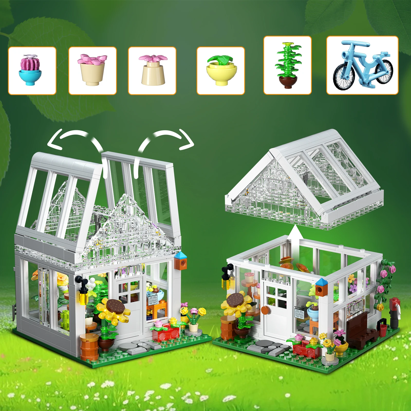 Creative Garden Flower House Building Block Model Kit MOC Sunflower City Architecture Bricks Toy Kid Birthdays Gift Home Decor