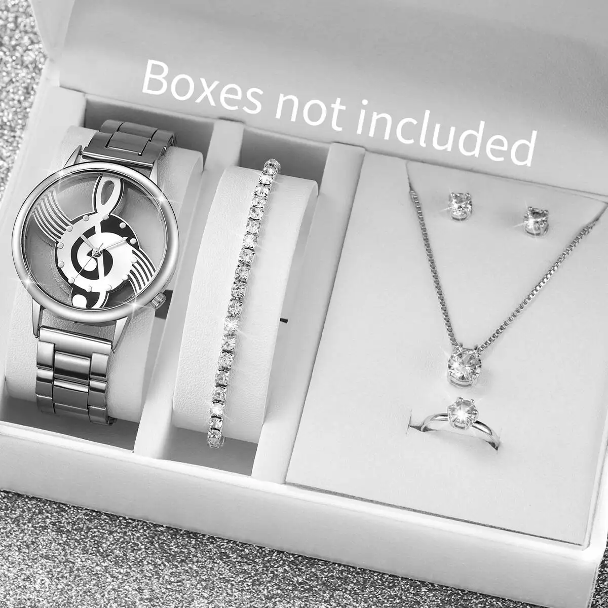 6PCS/Set Fashion Women Watches Luxury Hollow-out Dial Quartz Watch Rhinestone Jewelry Set Reloj HombreWithout Box
