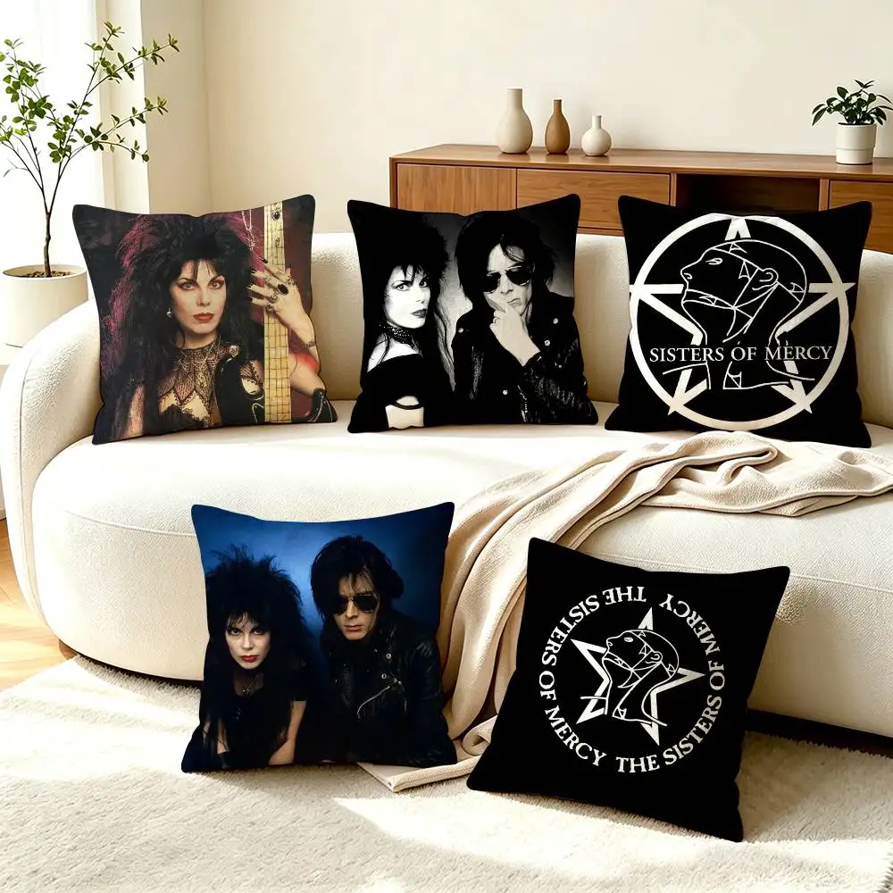 T-The Sisters of Mercy B-Band  Pillow Case Square Double-Sided Sofa Cushion Cover Bedroom Bedside Pillow