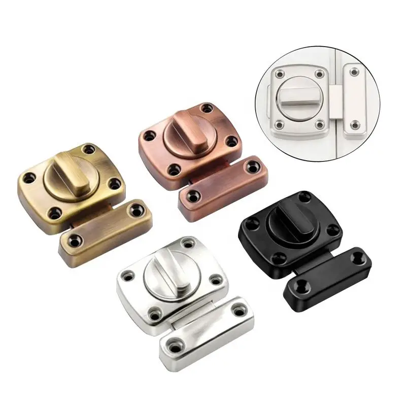 

Modern Heavy-Duty Double Sided Zinc Alloy Brushed Rotary Slide Gate Door Latch for Bathroom for Sliding Doors Thicken Hardware