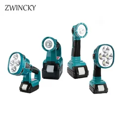 ZWINCKY 3W/12W zastąpić dla Makita 18V latarka bezprzewodowy LED litowo-jonowa latarka tylko USB na zewnątrz lampka przenośna na zewnątrz