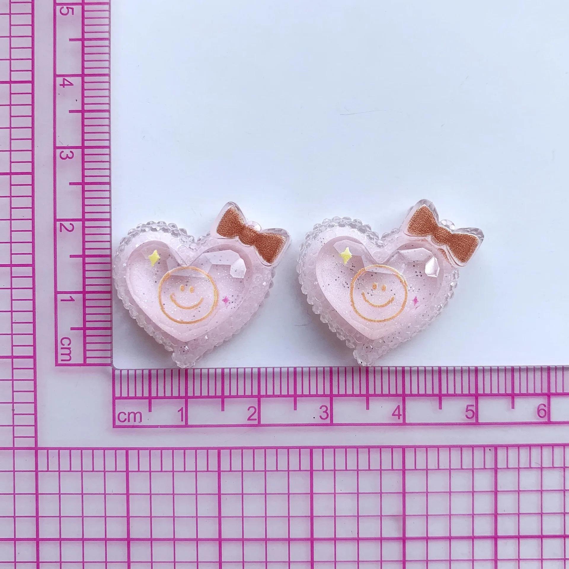 10pcs Mini Kawaii Cartoon Shining Bear Heart Flat Back Cabochons Scrapbook Diy Party Hairpin Accessories Home Decoration Craft