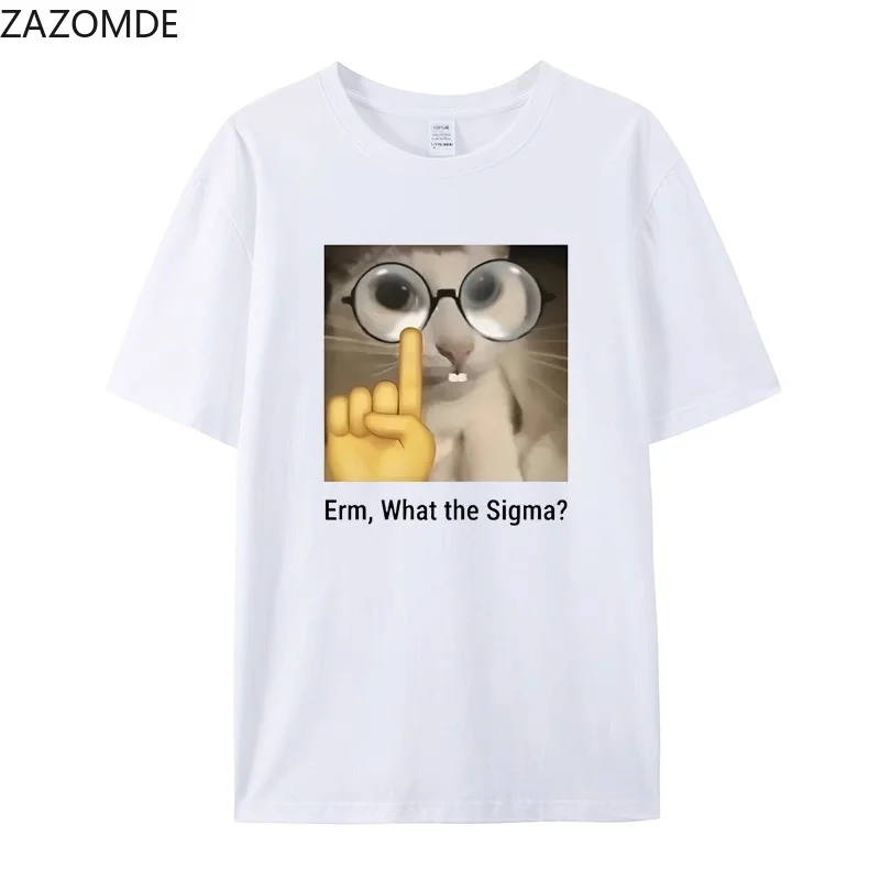 ZAZOMDE Y2K Aesthetic Pet Cat Meme Printed T Shirts Retro Harajuku Streetwear Unisex Loose Short Sleeve Daily Cotton Tops