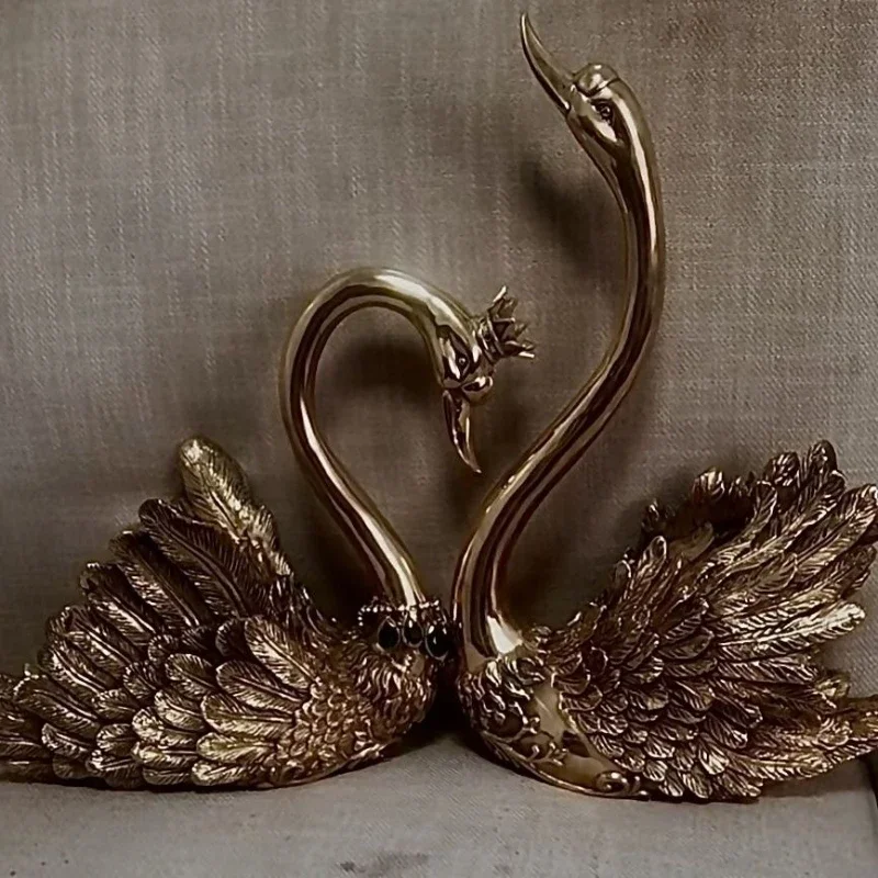 Brass love swan storage plate red wine rack ornament high-end home decoration