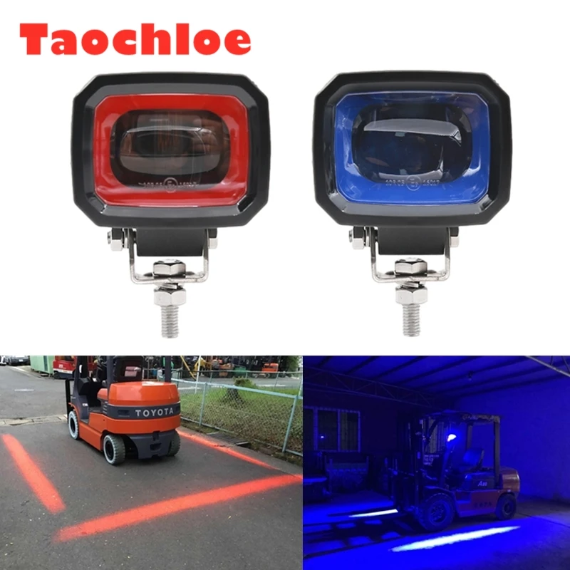 3Inch 10-80v emark E9 IP66 9W red Flood Beam LED Forklift safety line zone Red Danger zone LED forklift warning light red zone